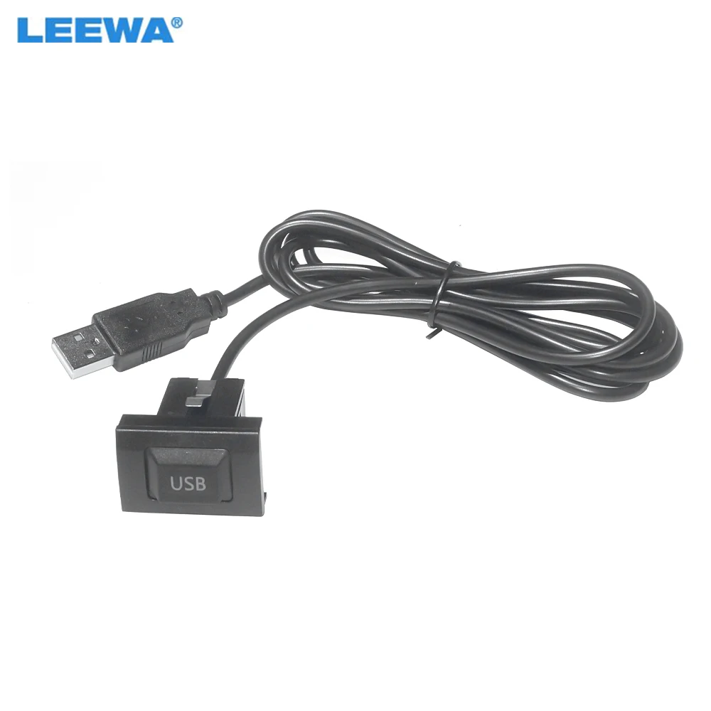 LEEWA 10set Car USB Switch Button Cable 2.0 USB Data Adapter wiring Harness For Universal Car Models USB Cable Audio Adapter