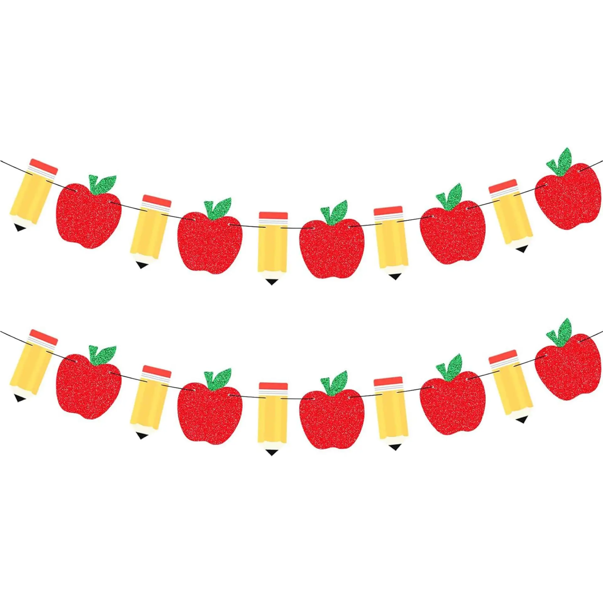 Back to School Season School Classroom Layout Apple School Bus Pencil Pull Flag Banner Pendant