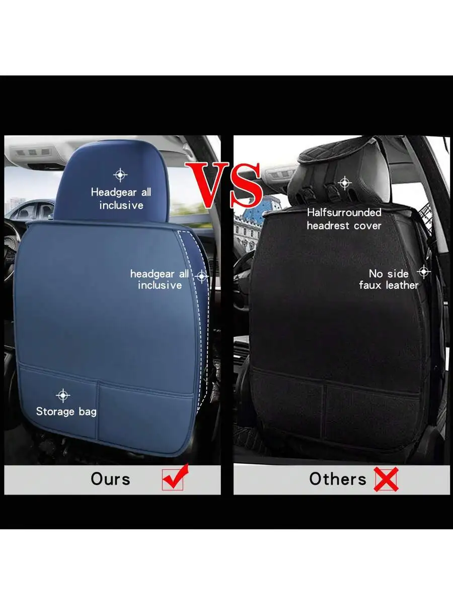 

Universal Nappa Leather Waterproof Car Seat Cover Full Set With Headrest And Storage Bag For 5 Seat Vehicles