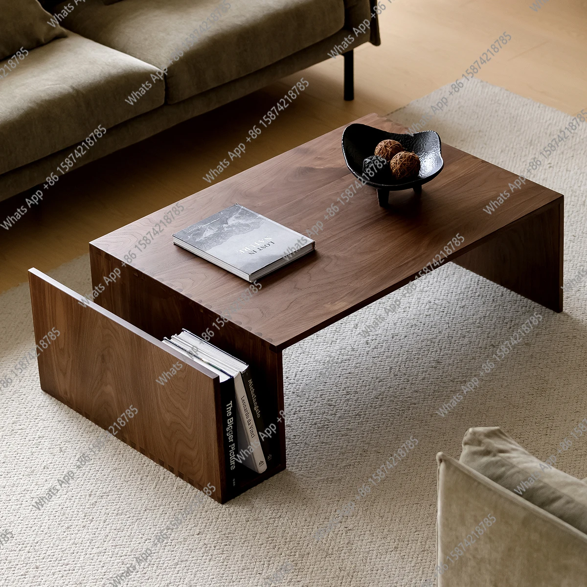 

North American black walnut solid wood medieval coffee table Nordic living room simple modern special-shaped small coffee table