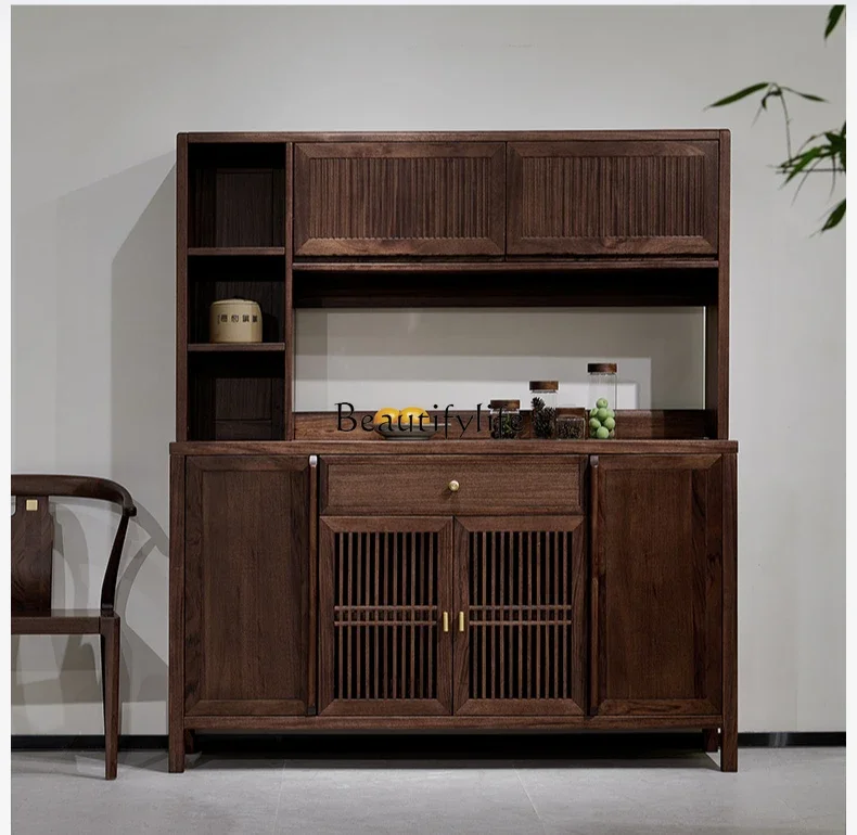 FG11New Chinese ebony dining side cabinet, all solid wood wine cabinet, modern and simple