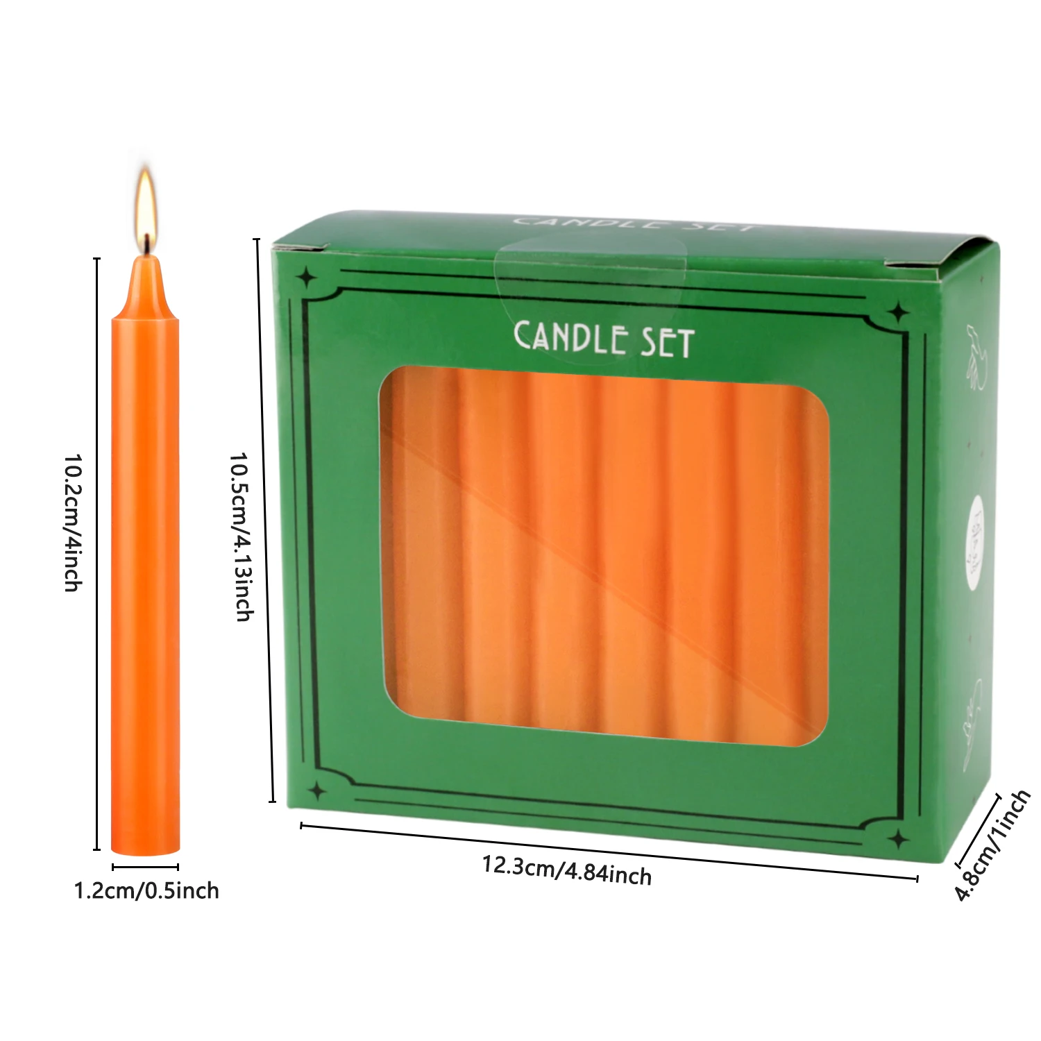Orange 40-Count 4-Inch Stick Candles, Drip-Free, Smokeless, Unscented, Household Dinner Candles, Hand-Poured, Premium Quality, Suitable for Churches, Homes, Weddings, Parties, Seasonal Celebrations, Emergencies, and Home Decoration, Perfect for Valentine's Day, Father's Day, Mother's Day