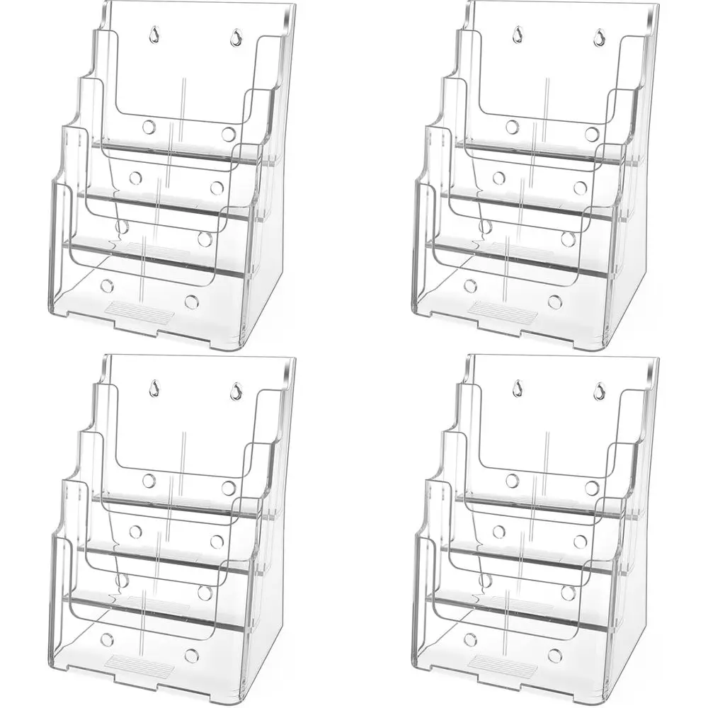 

MaxGear Acrylic Brochure Holder 8.5 x 11 inch, 4 Tier Clear Literature Organizer Magazine Stand Display with Removable Divider f