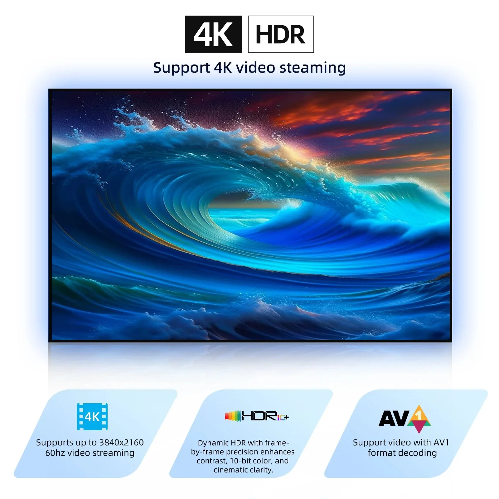 ACECONN Streaming Android Linux IPTV Boxes 4K HDR10+ TVONAIR3+ Dual WiFi Auto Learning Hotkeys Backlight BT Remote ACE11 TV Box
