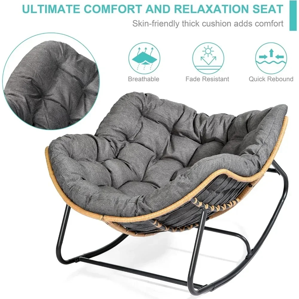 

Outdoor Cradle Egg Chair, Indoor Papasan, Rattan Wicker Lounge Chair, Modern Royal Style, Suitable for Bedroom, Garden
