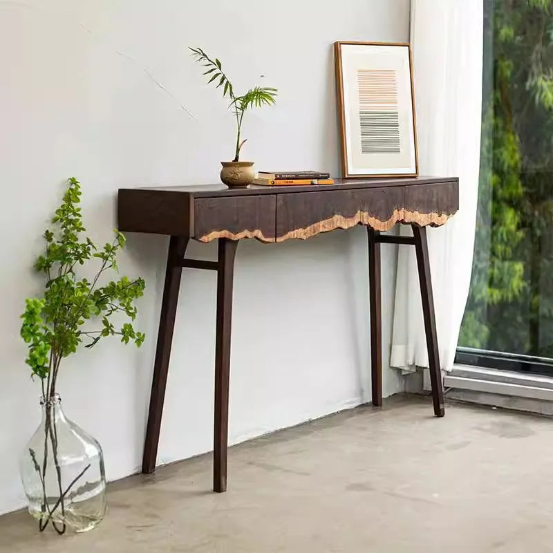 Solid wood entrance cabinet Entry door rack Black entrance rack Living room, entrance