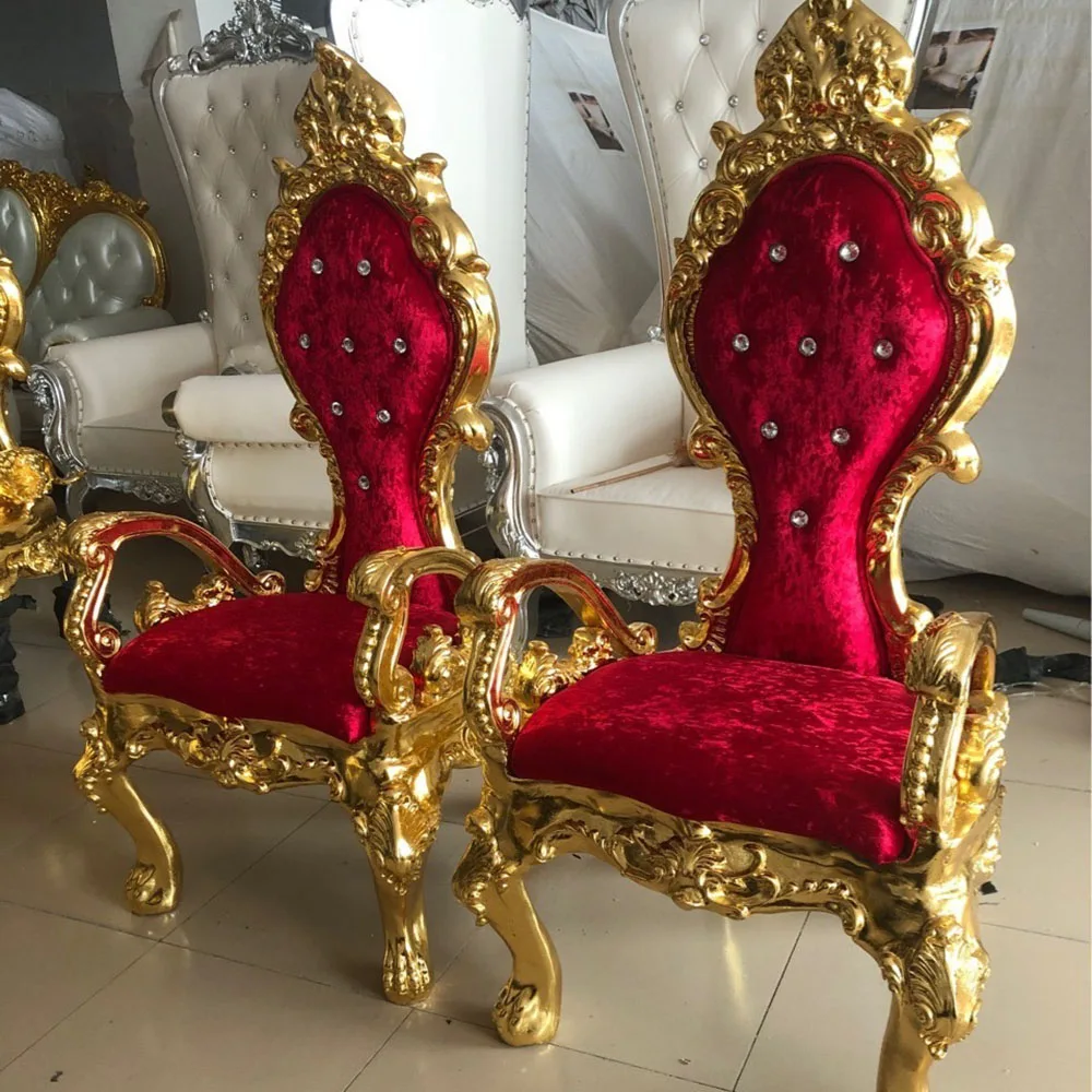 Gold red luxury royal soft chairs for prayer leather velvet throne chair