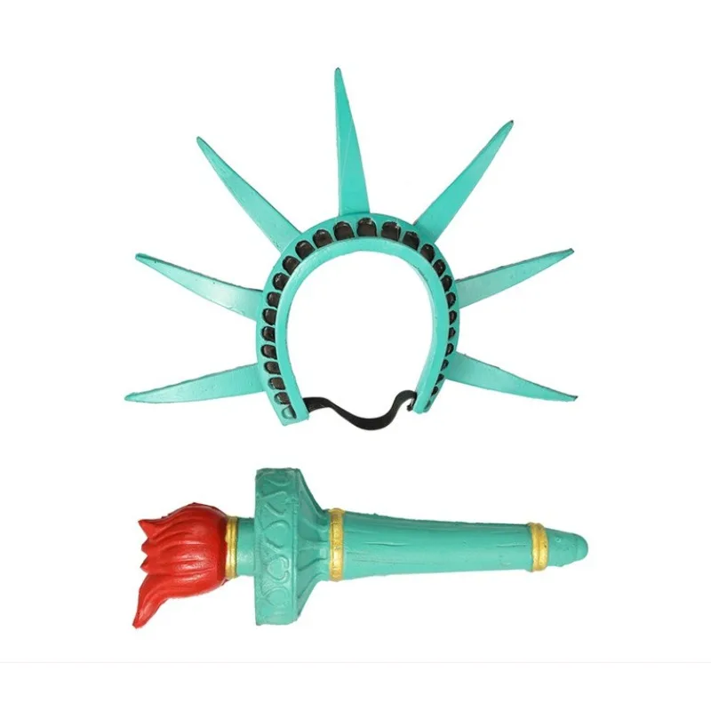 Statue of Liberty Crown Headband & Torch Prop Set, Plastic Resin Costume Accessories for Halloween,  Themed Party
