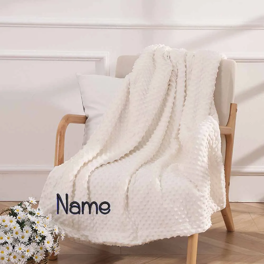 

Embroidered Name Children Bean Plush Double-Layer Thick Wool Soft Blanket, Air Conditioning Blanket, ersonalized name baby gift