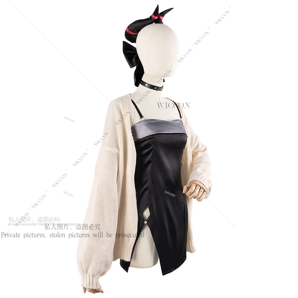 Kayoko Onikata Anime Blauw Spel Archief Cosplay Kostuum Anime Jurken Kerst Halloween Pruik Hoofddeksels Zwart-Wit Vrouw