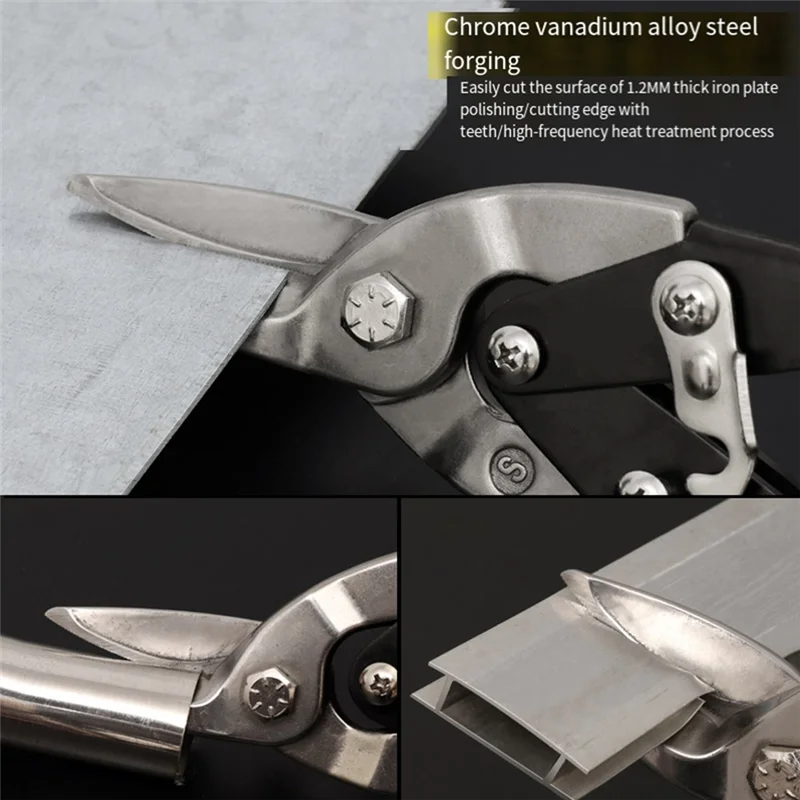 

MAKE-10 Inch Aviation Tin Snips, Heavy Duty Metal Cutter Shears For Cutting Sheet Metal, Straight Cut, Chrome Vanadium Steel