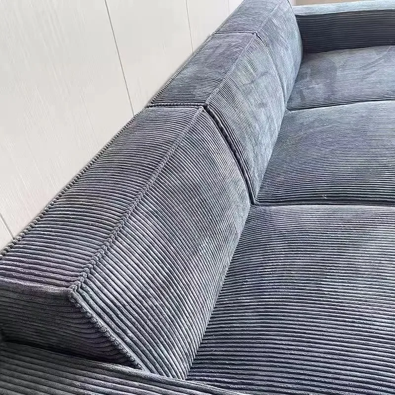 Set Vacuum-Compressed Sectional Sofa Tofu Block Corduroy Fabric Pure Sponge Frameless Roll-Up for Living Room Home Apartment