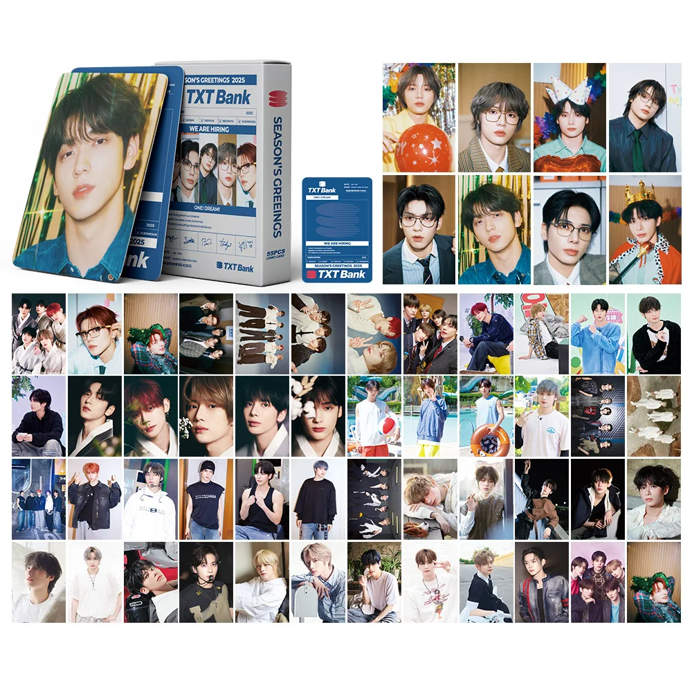 55pcs/box Kpop Photo album TXT BANK Yeonjun Soobin Beomgyu Lomo Cards Photocards for Fans Collcetion High Quality HD Postcar