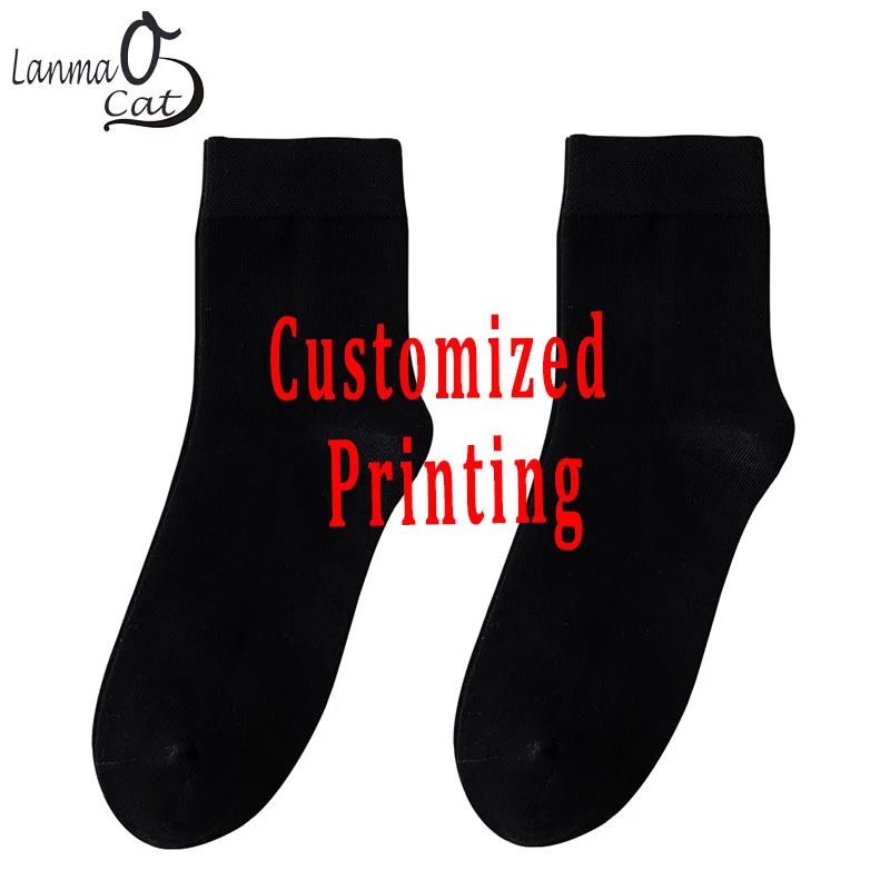 

Autumn Winter Cotton Socks Personalized Printing Men Women Custom Socks Business Casual Socks Solid Color