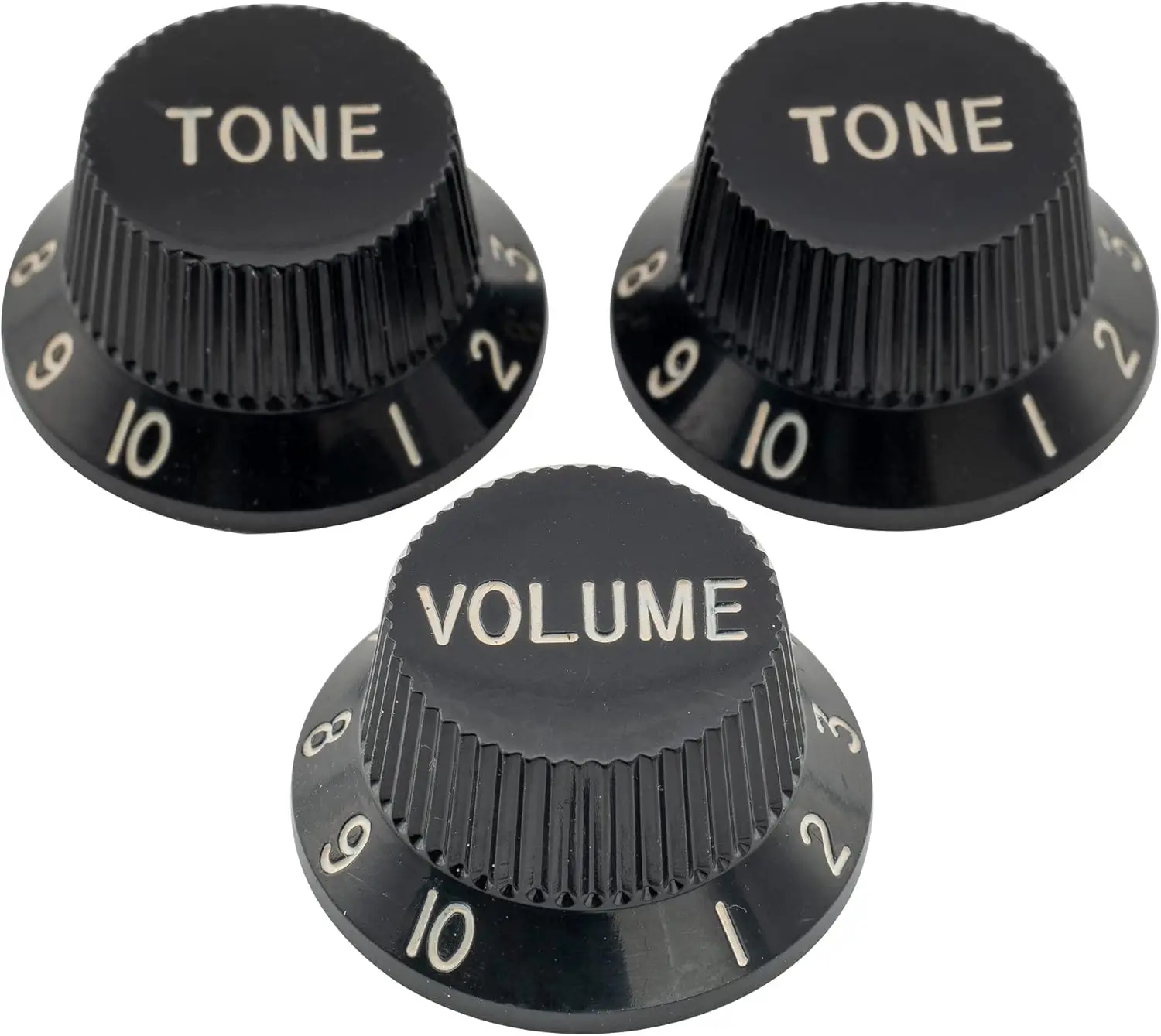 

Pro Imperial Inch Size 1 Volume 2 Tone Strat Knobs Set for USA Made ST Electric Guitar, Black