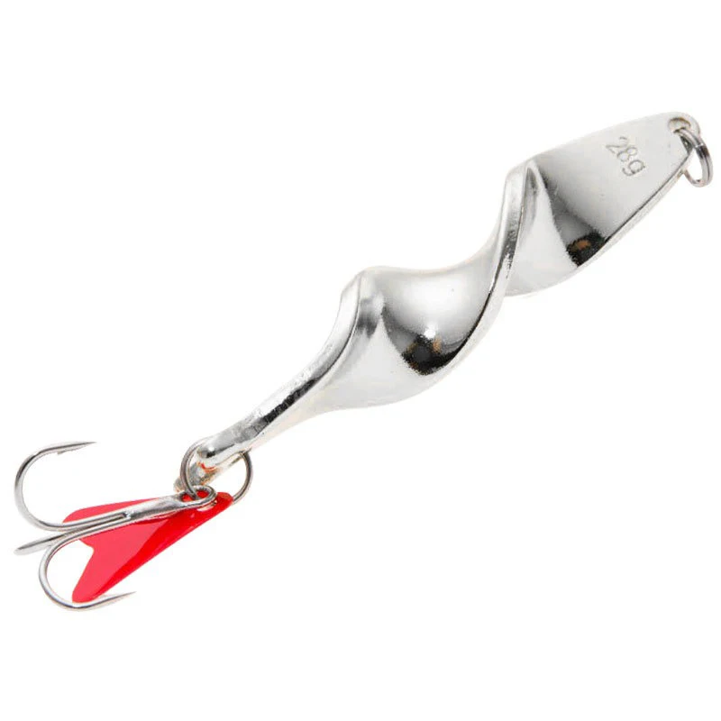 1PC Trolling Spinning Spiral Cucchiai a lancio lungo Richiamo di pesca Spinner 10g 14g 21g 28g Rotazione della vite Metallo Jigbait Rosso Ascolta