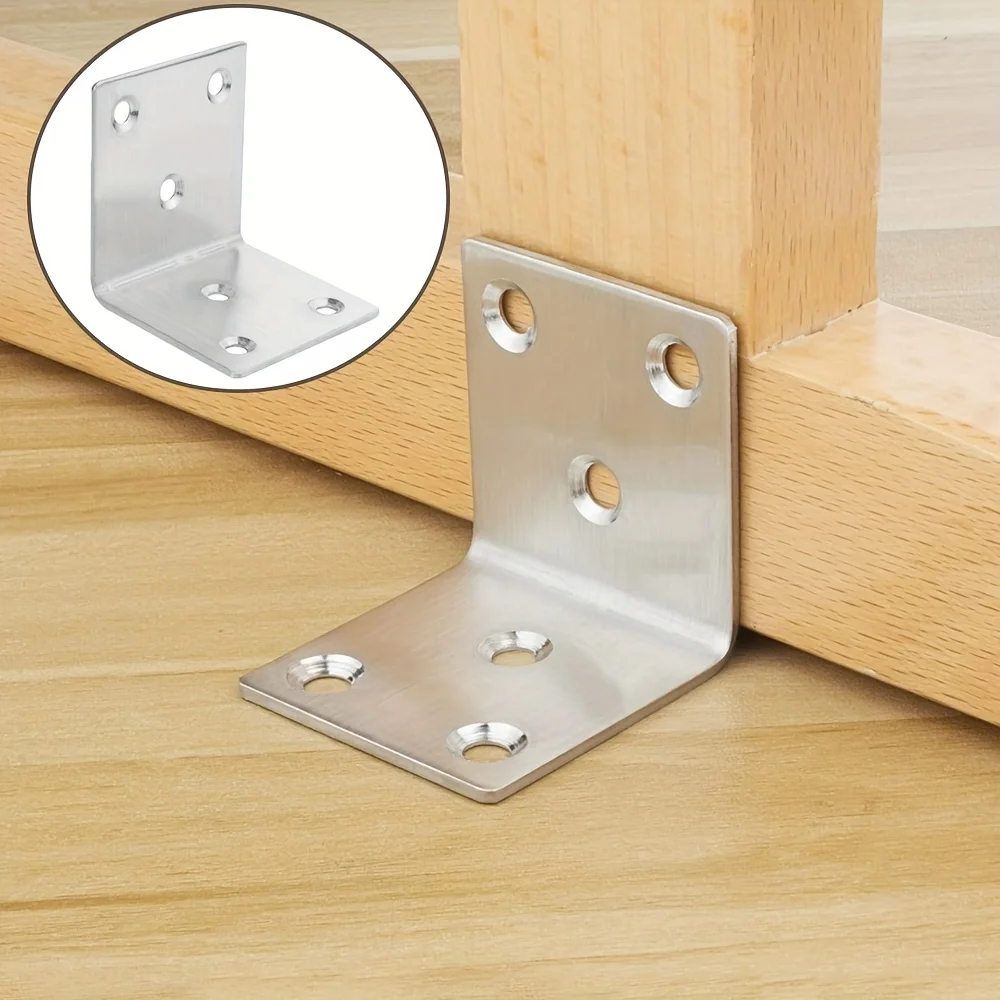 Soporte en L de acero inoxidable resistente, accesorio a prueba de óxido, tornillos para armarios y muebles de madera, 2x2 pulgadas, 6 paquetes