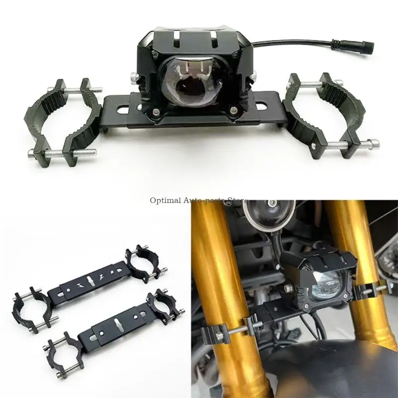 Black Motorcycle Auxiliary Light Mount High Strength Aluminum Bracket For 22-32Mm Bars Adjustable Positioning Off Roading