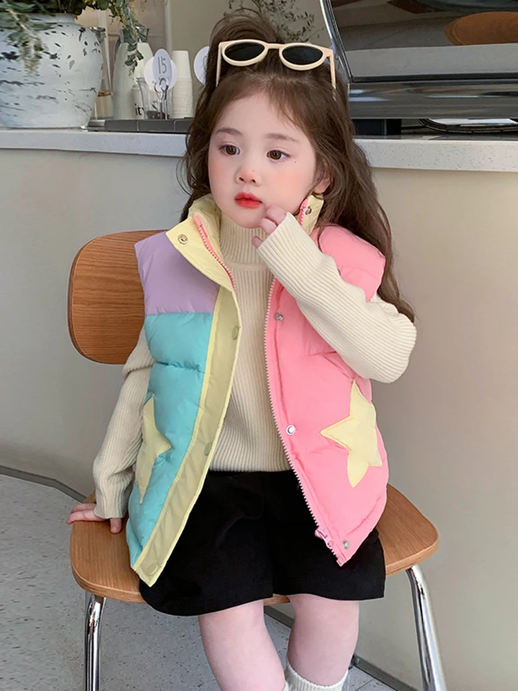 

Thiened Cotton Autumn Winter Vest for Girls Outerwear Warm T Tops Children Outfits Baby Clothes aron Color Blo Design