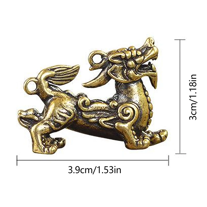 1Pc Pure Brass Chinese Mythical Animal Dragon Statue Figures Miniature Antique Ornaments Dragon Ornament Feng Shui Decor Gifts