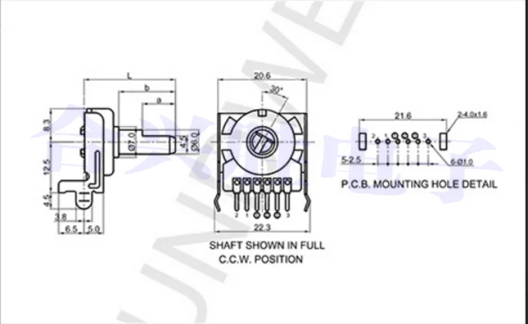 Potentiomètre de Volume à Distance de Type 161, Double A50K Horizontal 6 Broches, Amplificateur Audio, 1 Pièce