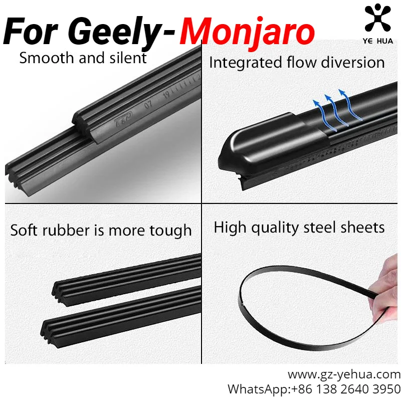 For GEELY Monjaro Manjaro Xingyue L KX11 2022 2023 Wiper Boneless Front Rubber Strip Rear Wiper Strip Accessories for Vehicles