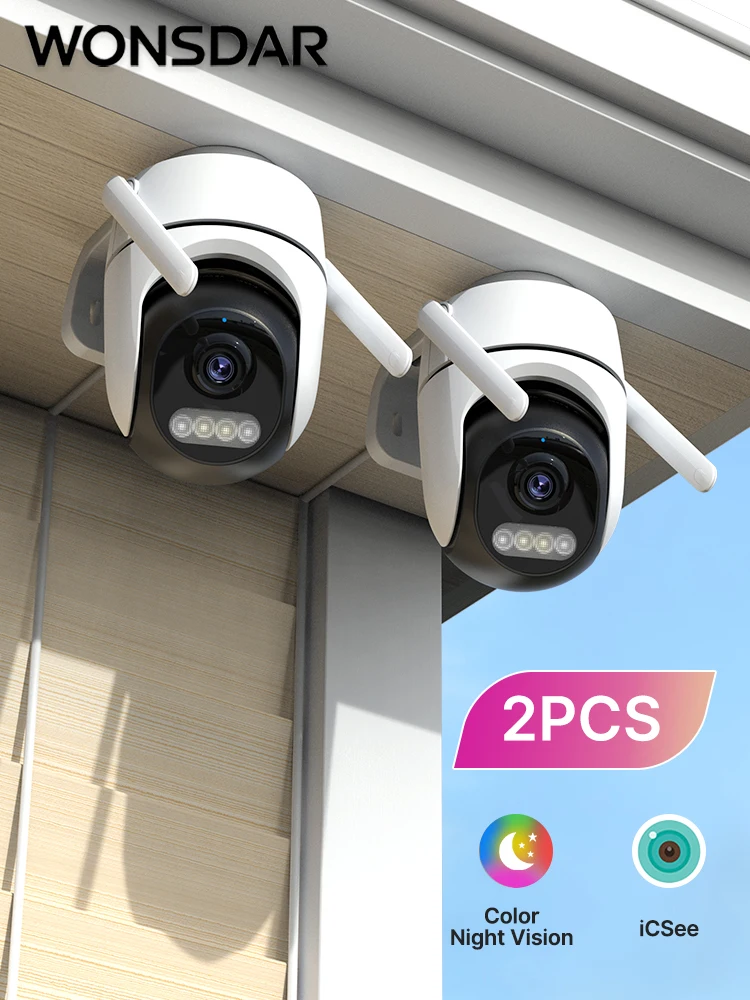 WONSDAR 2 stks PTZ Camera Outdoor IP Camera Video Surveillance WiFi Camera Home Security Bescherming Bewegingsdetectie Alarm iCsee - afbeelding 2