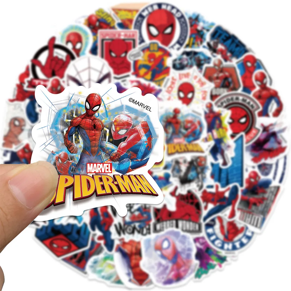 10/30/50PCS Disney Marvel Super Hero Spider Man Sticker Cartoon Cool Graffiti DIY Skateboard Water Cup Waterproof Decal Kids Toy