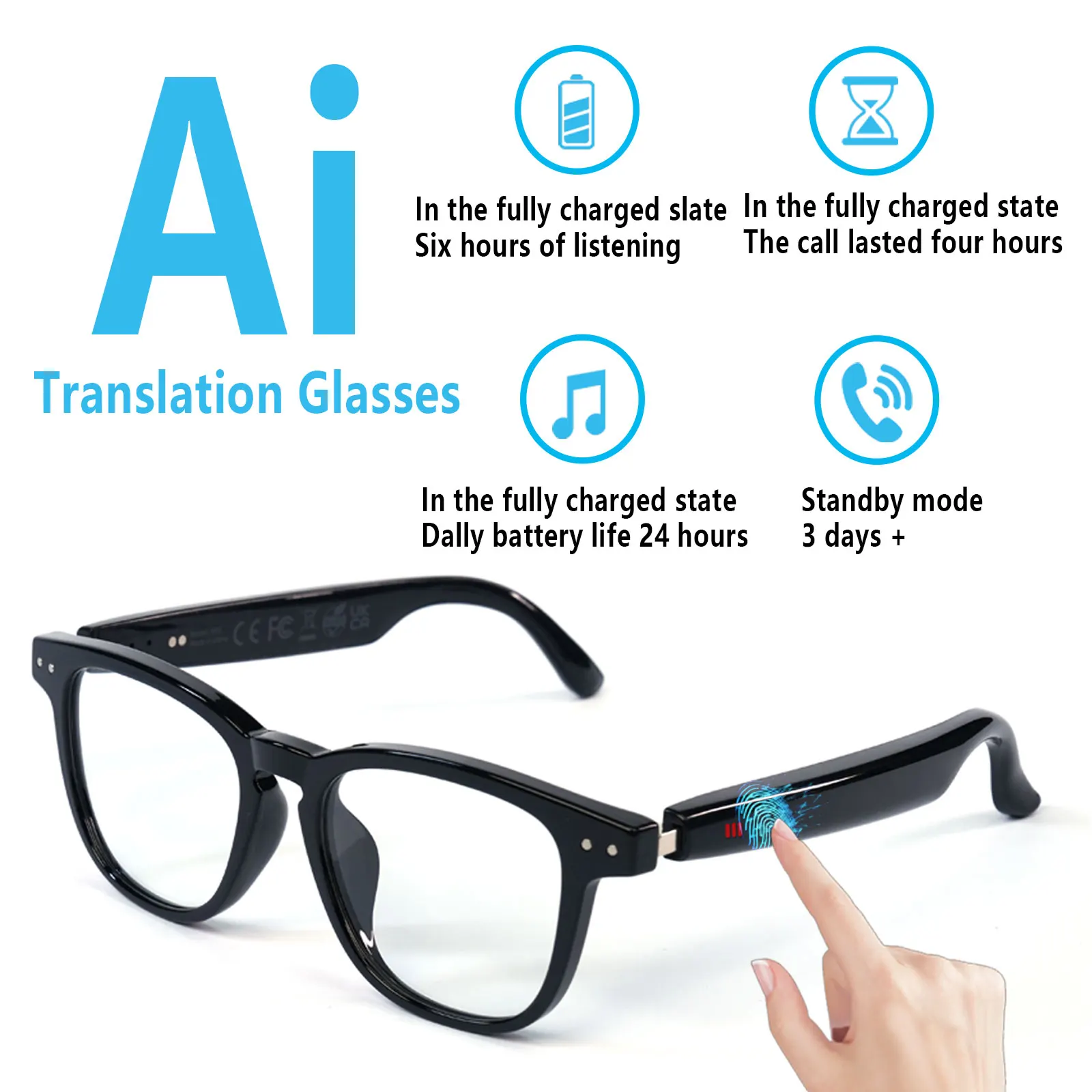 

Умные очки с AI-переводом, фотохромными линзами, поддержкой перевода в реальном времени на более чем 160 языков, стильные аудиоочки.