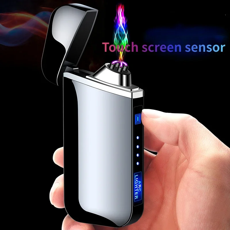 2024 New Dual Arc Windproof Cigarette Lighter Power Display Usb Charging Lighter Men's Gift Birthday Gift