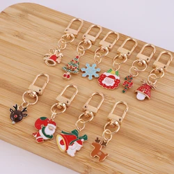 10 Pcs Metal Christmas deer Tree Gifts keychain Ornament purse Bag Christmas Accessories for Christmas Party Gift