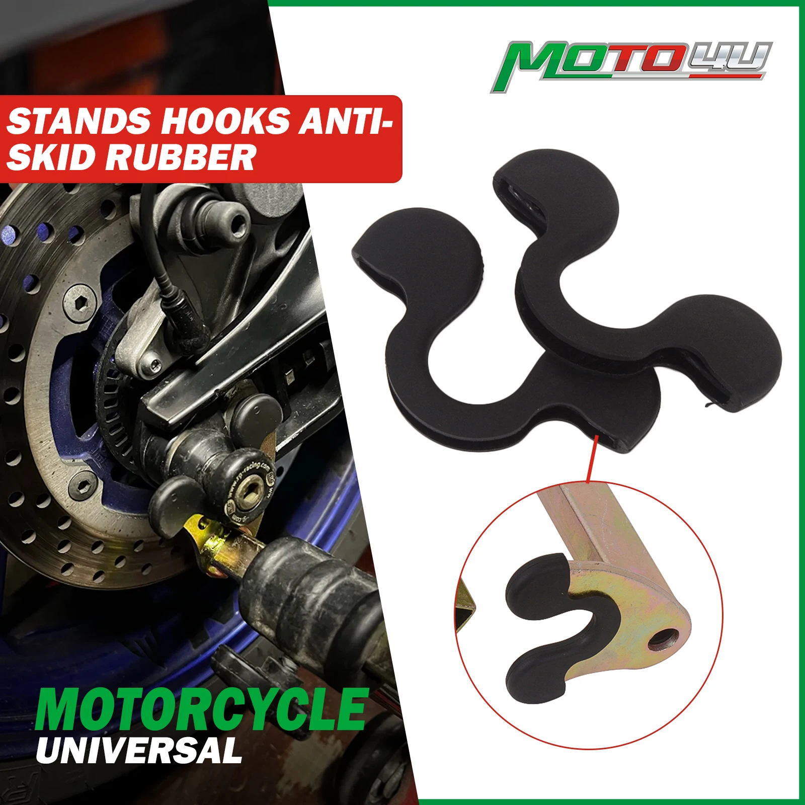 Universal Anti-skid Rubber Motorcycle Bike Stands Wheel Support Frame Stand Swing Arm Lift Tripod Hooks Rubber Accessories 1Pair