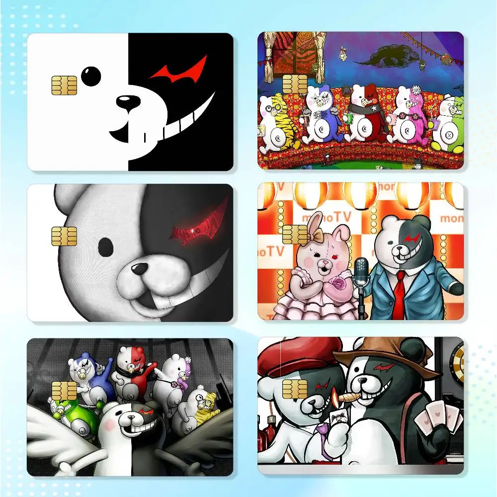 Game D-Danganronpa Monokuma Waterproof Card Stickers For Credit Cards Debit Cards And Transit Cards 4pcs