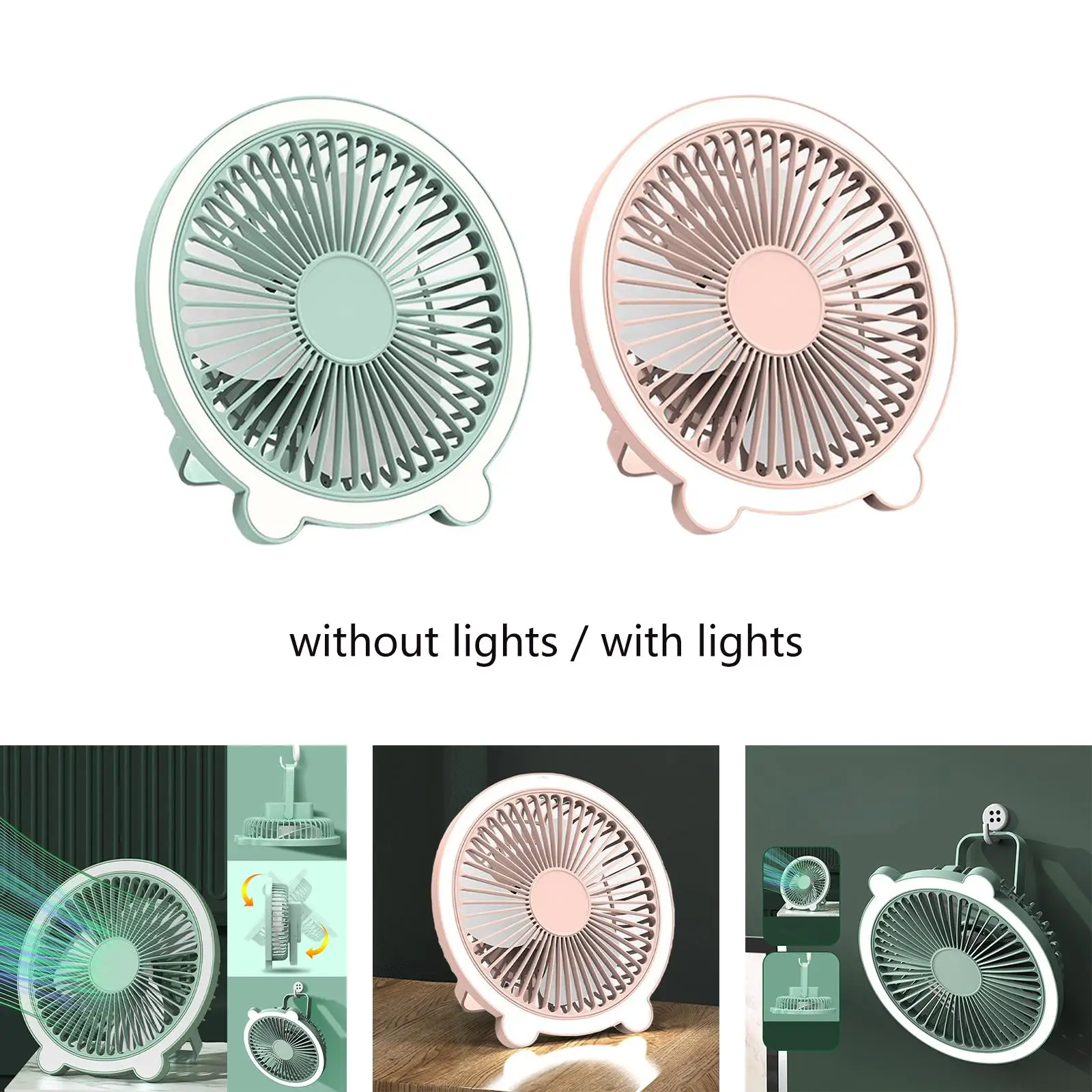 

Настольный USB-вентилятор 3-в-1: тихая работа, 3 скорости, мощный поток воздуха для отключений электроэнергии, походов, перезаряжаемый, маленький, настенный, для офиса