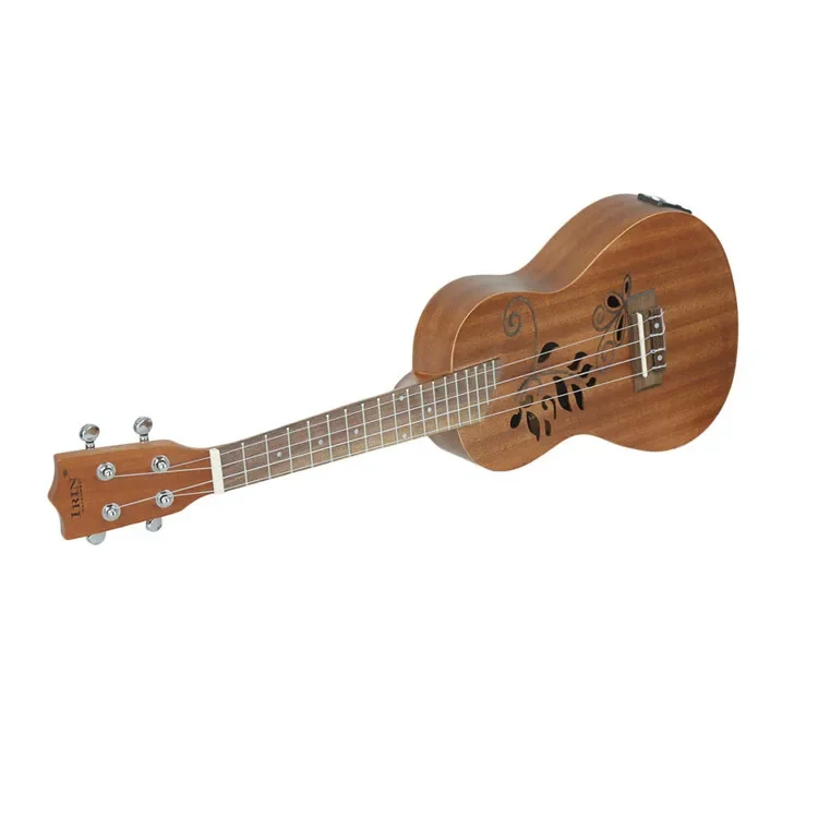 Hot sales IRIN 24'' Sharbilly Carved Hollow semi hollow acoustic electric small guitar EQ sapele Ukulele with accessoires case