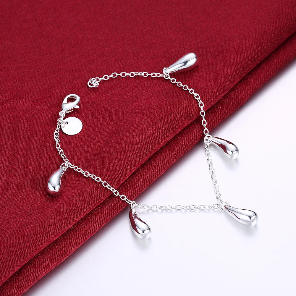 

Hot Trend 925 Sterling Silver Fine Water Drop Chain Bracelets Luxury Jewelry Wedding Accessories Party Beautiful Gifts