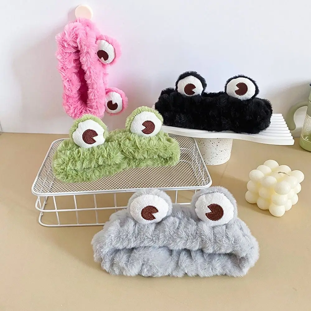 Plush Frog Headband Lovely Edge Tighten Big Eyes Plush Hair Hoop Hair Accessories Multi-Color Cartoon Hair Bands Makeup