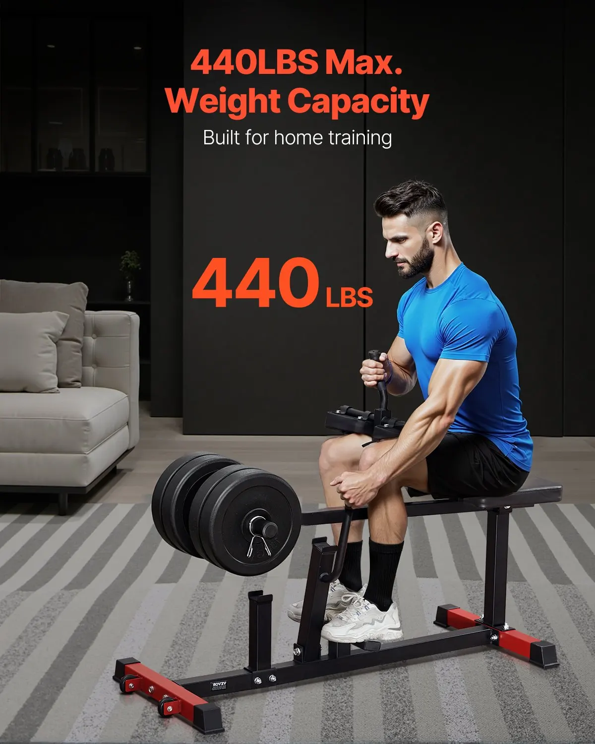 Machine à exercices pour les cuisses et les mollets, avec une capacité de charge de 200 kg, pour les exercices des jambes, machine de musculation spéciale pour le bas du corps, compatible avec les disques de poids (25,4 / 50,8 mm)
