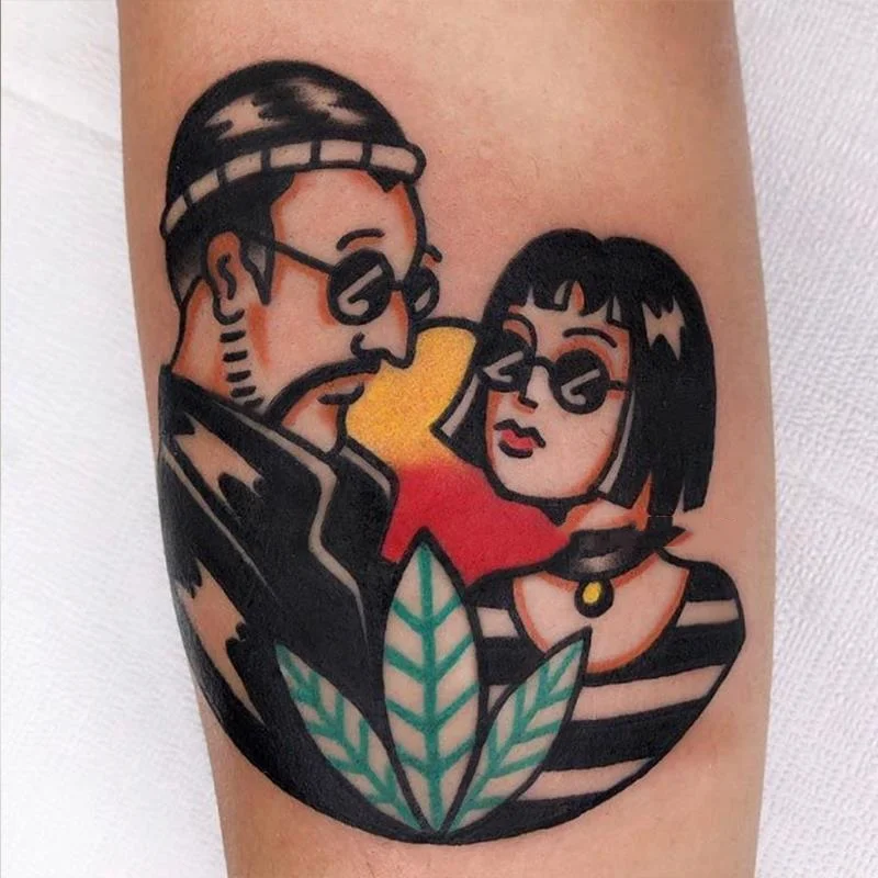 Anime Old School Vintage Couple Temporary Tattoos Cartoon Lover Tattoo Body Art Cool Waterproof Fake Tatoo Sticker for Woman Men