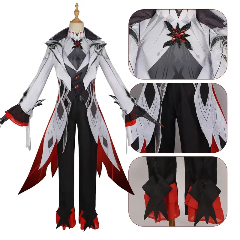 New Harlequin Cosplay Costume Wigs Genshin Impact Fatui The Knave Harlequin Uniform Eleven Fatui Harbingers Costume Outfit