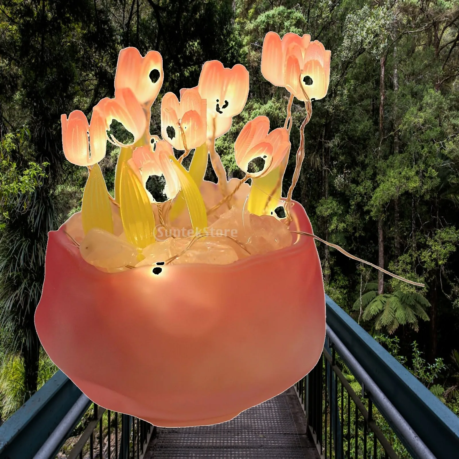 Tulip Night Light DIY Material Simulation Flower Potted Decoration for Decor