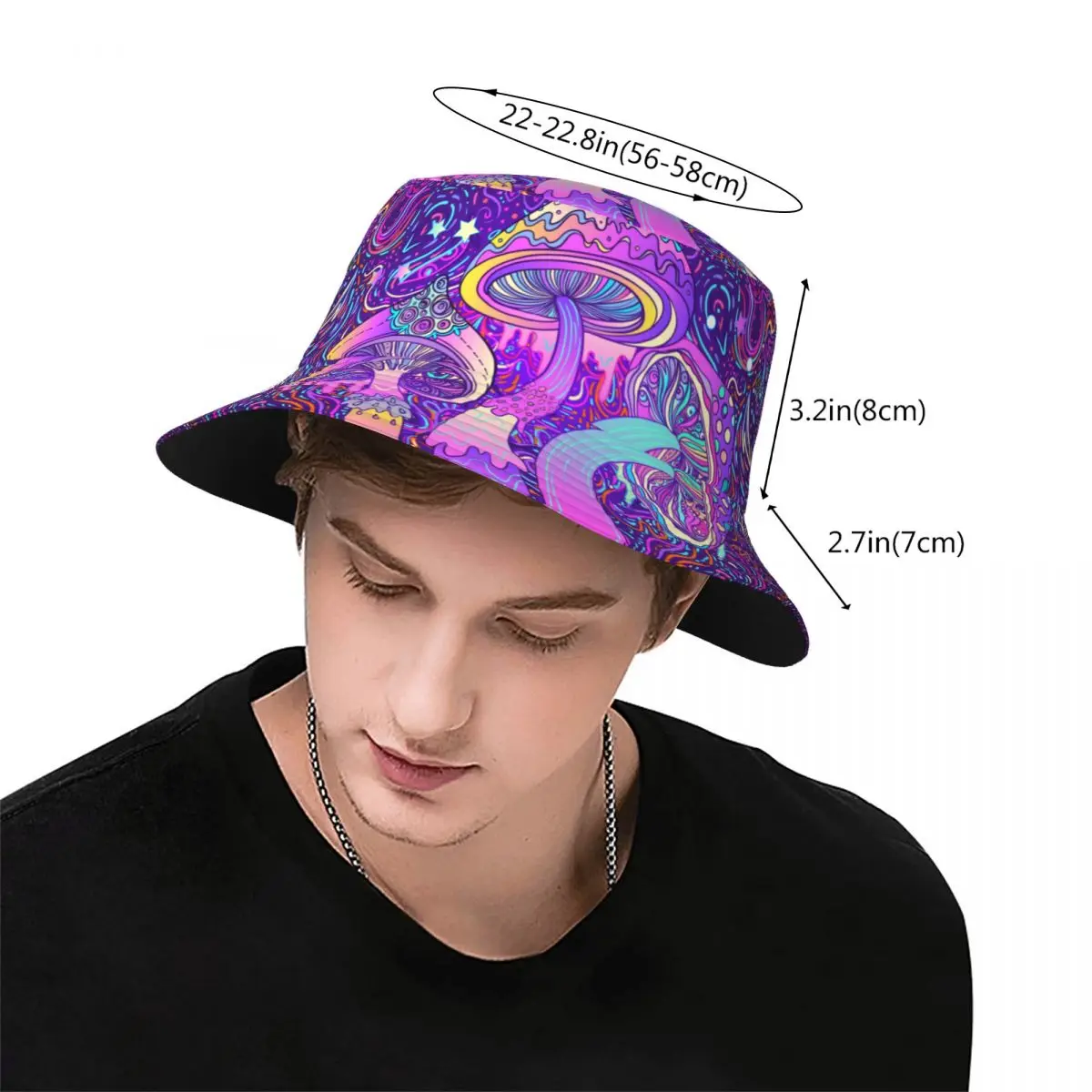 Fashion Psychedelic Mushroom Trippy Bucket Hat Girl Lightweight Hiking Shrooms Fishing Fisherman Hat Hot Summer Headwear