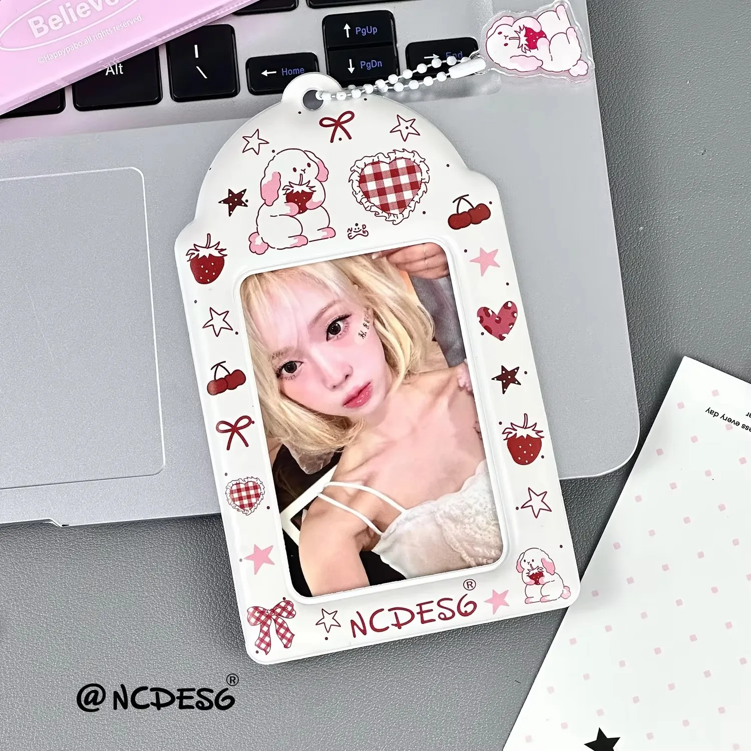 1PC Kawaii 3 Inches Kpop Photocard Holder with Keychains PVC Idol Card Protective Sleeves Bag Pendant School Stationery 포카홀더