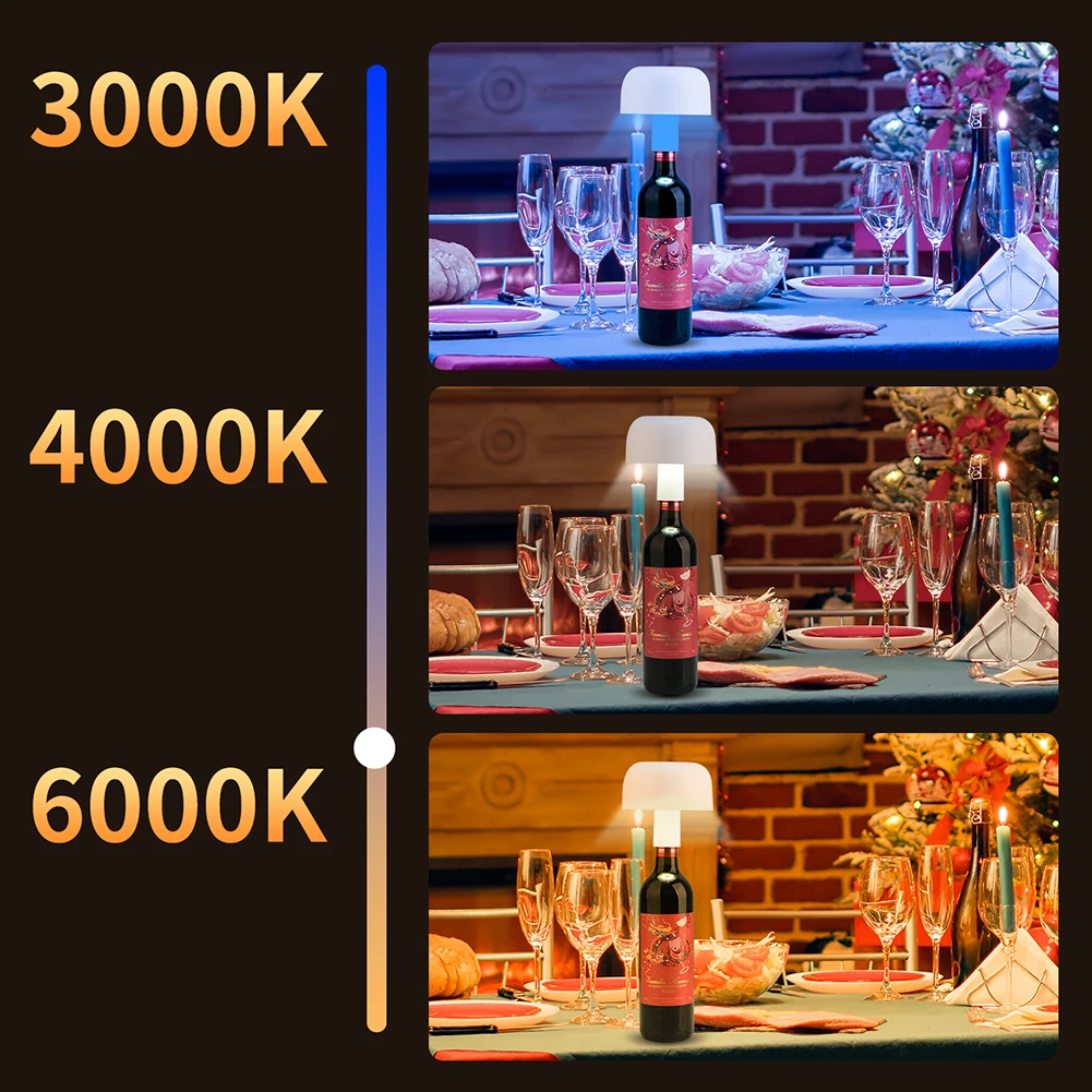 충전식 타이밍 LED 테이블 램프, 무선 병 램프, 3000-6000K 터치 디밍 무선 버섯 램프, 방 장식