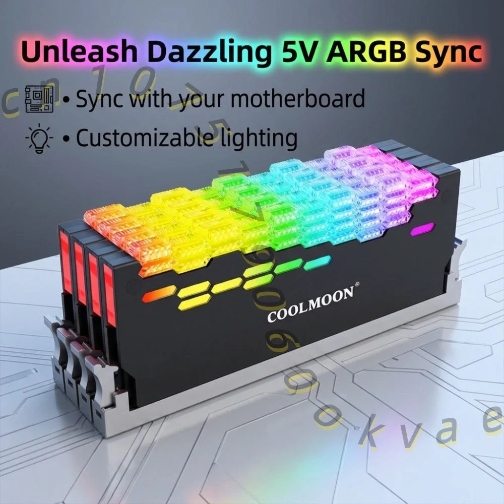 COOLMOON RA-2 ARGB RAM Heatsink 5V 3Pin Motherboard Sync Crystal Diamond Desktop Memory Cooler Cover