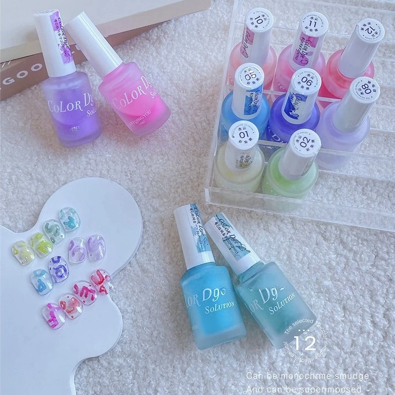 

Blooming Nail Polish Marble Nail Ink Tint Gel Watercolor Ink Nail Art Blossom Gel Polish Semi Permanent Soak Off UV Gel Varnish