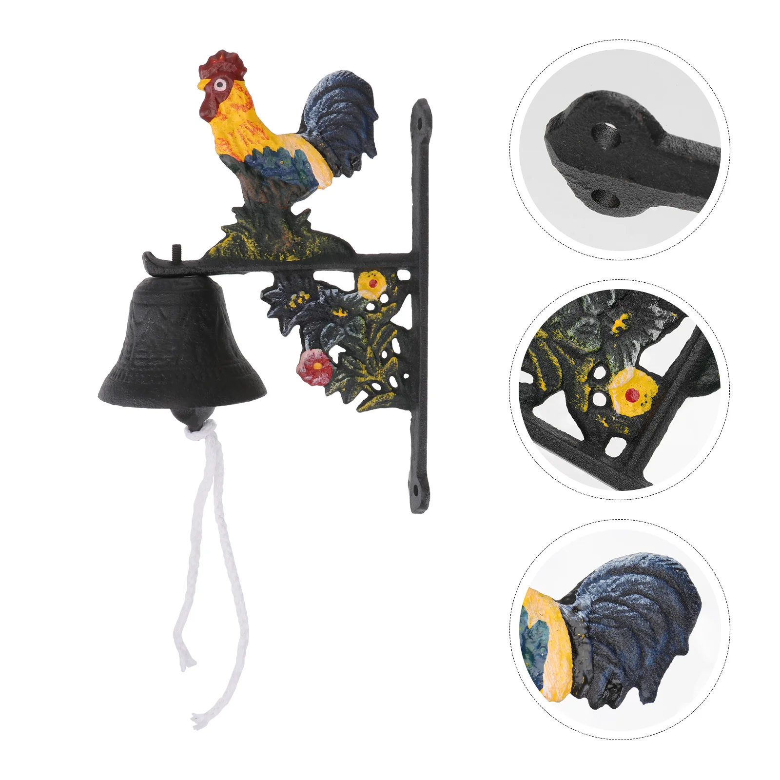 

Vintage Iron Doorbell Creative Hand Cranking Wall Mounted Bell for Garden Front Door Patio Decoration Rustic Style Wall