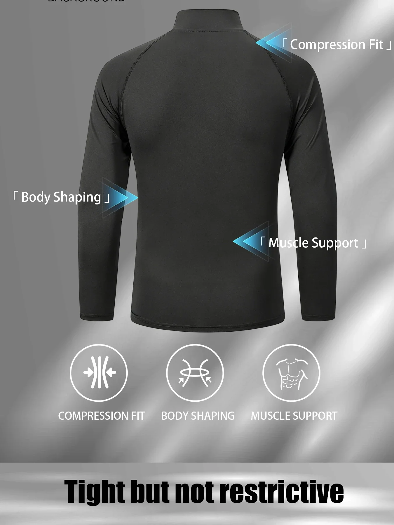 Herren Mock Neck Kompressions-Langarmshirt 4-Wege-Stretch Feuchtigkeitsableitend Schnelltrocknend Muskelunterstützung Fitness Workout Athletisches Basisshirt – Detail 3