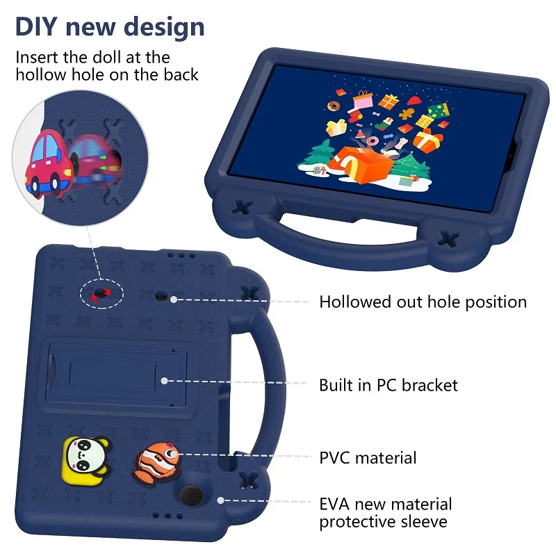 Funda con soporte de oso EVA para niños, carcasa para tableta Samsung Galaxy Tab A9 plus de 11 pulgadas, SM-X216B Galaxy Tab A9 de 8,7 pulgadas, 2023 SM-X115N, S9, a prueba de golpes