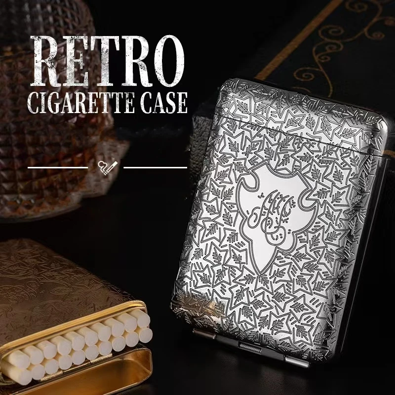 Luxury Vintage Engraved Cigarette Case Shelby Container Pocket Cigarette Case Holder Cigarette Storage Smoking Gadget For Men